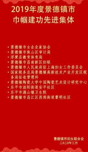 这些集体快来领荣誉~景德镇市三八红旗集体、巾帼文明岗、巾帼建功先进集体表彰