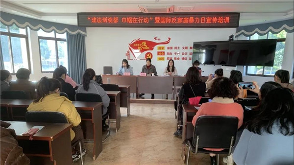 “建法治瓷都，巾帼在行动” 国际反家暴日宣传活动走进珠山区竟成镇