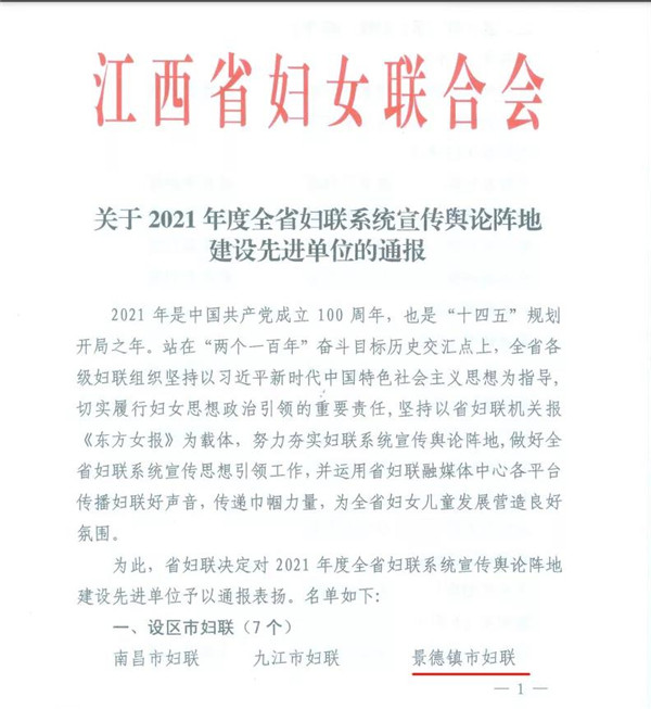 喜报！市妇联宣传工作获全国、全省先进